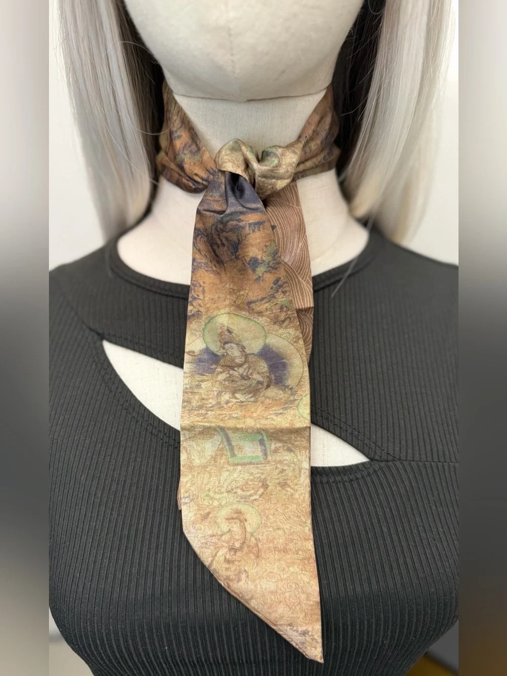 Twilly Scarf Hair Ribbon Neck Scarf Double Sided Boho Vintage